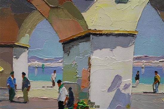 Cecil Rochfort DOyly John (1906-1993), oil on canvas, Mediterranean coastal town, signed 35 x 70cm.